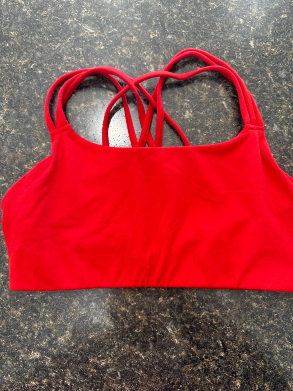 Athleta Solace Bra Medium M Red Strappy Criss Cross Yoga Sports Bra 354047